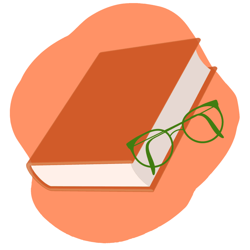 Orange book graphic.