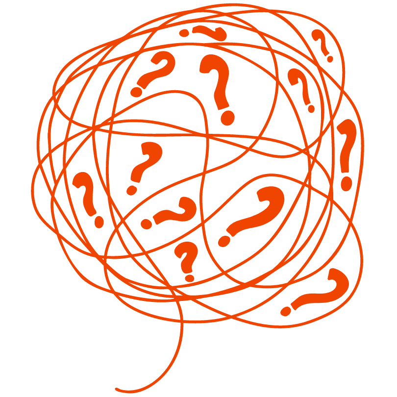 Orange thought bubble.